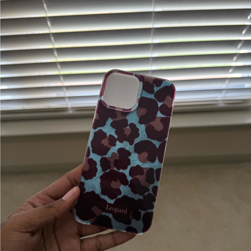 Leopard Pattern Phone Case - Blue Meatallic